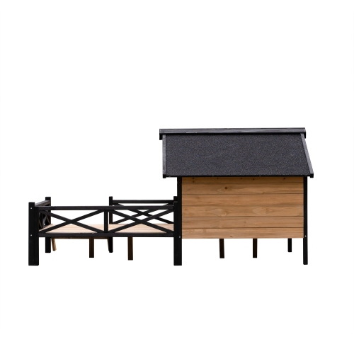 Outdoor Large Wooden Dog Kennel With Porch & Ramp