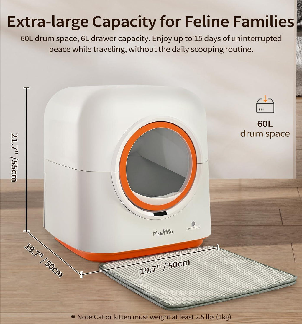 Smart Self-Cleaning Cat Litter Box with LED Indicator Status Guide